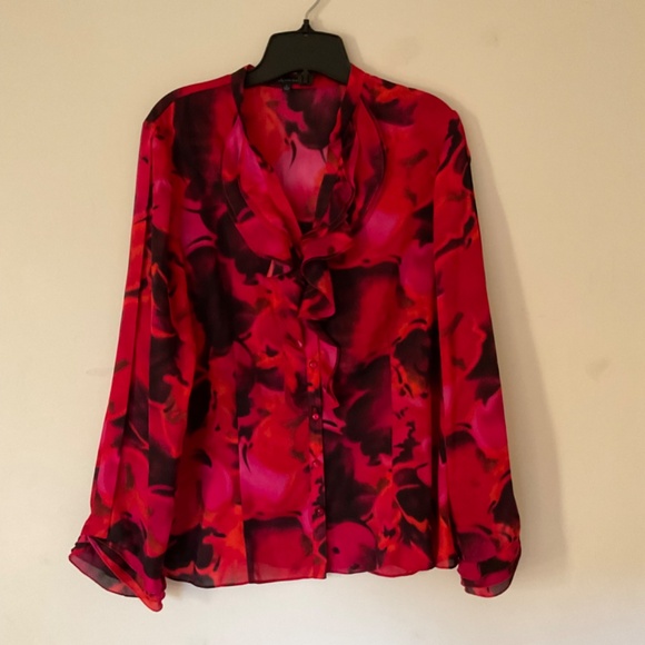 Beautiful Anne Klein Pink Red Floral Blouse - Picture 8 of 8